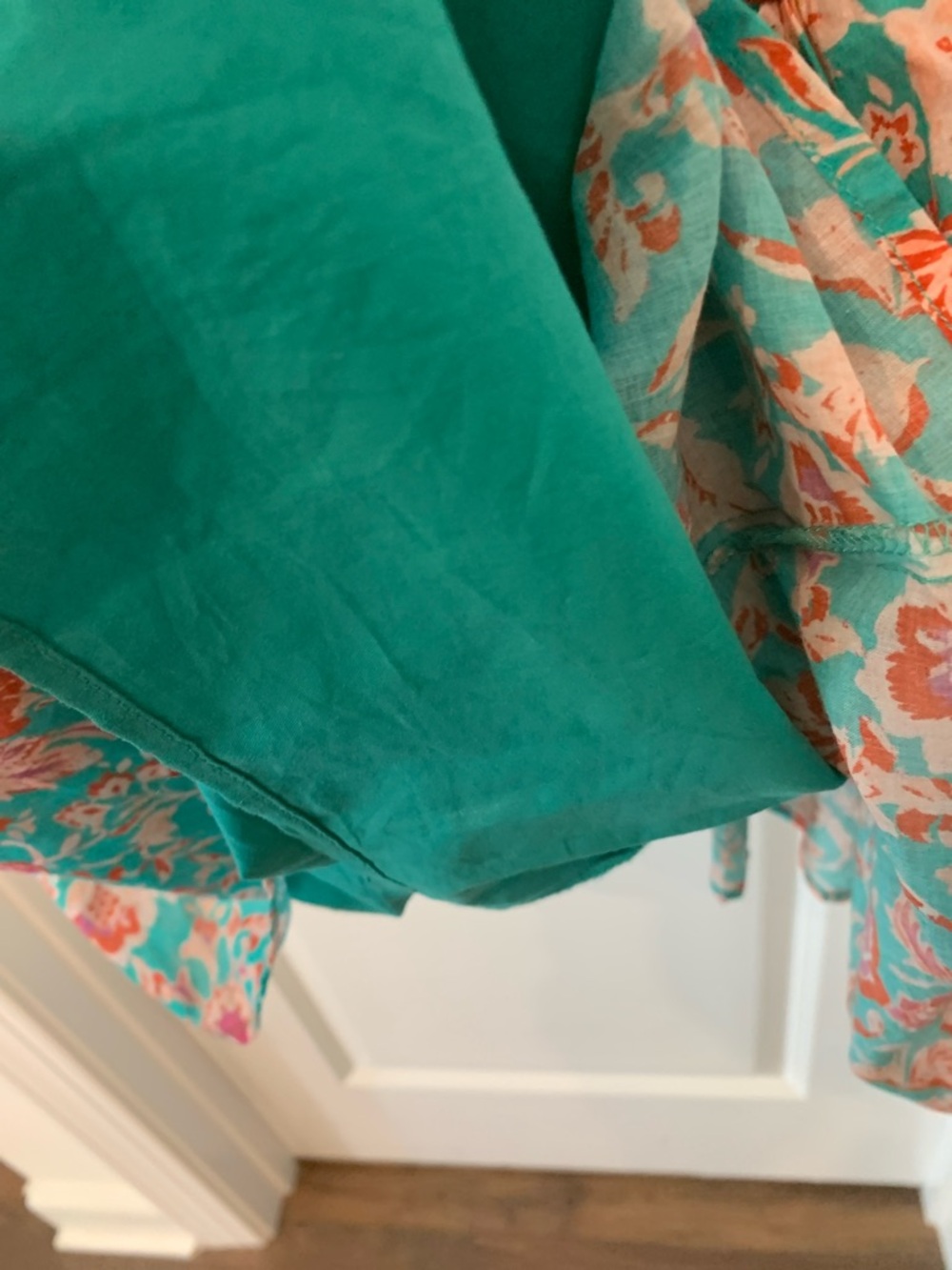 Fate Teal Floral Puff-Sleeve Midi  S Dress 100 percent cotton NWOT - Picture 6 of 13